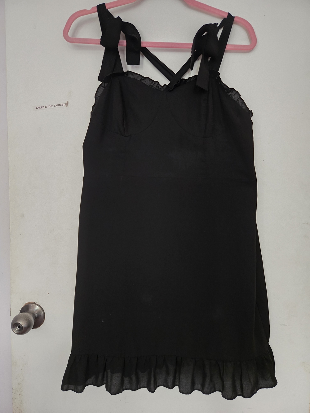 Black Ruffle Summer Dress with Bow Straps - Womes